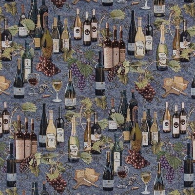 Charlotte Fabrics D2686 Vineyard Blue Upholstery Cotton  Blend Fire Rated Fabric High Wear Commercial Upholstery CA 117 NFPA 260 Fruit Food and Drink Miscellaneous Novelty 