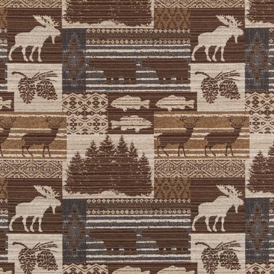 Charlotte Fabrics D2689 Moose Slate Grey Upholstery Polyester  Blend Fire Rated Fabric Fish and Friends Hunting Themed High Wear Commercial Upholstery CA 117 NFPA 260 Miscellaneous Novelty Animal Tapestry 
