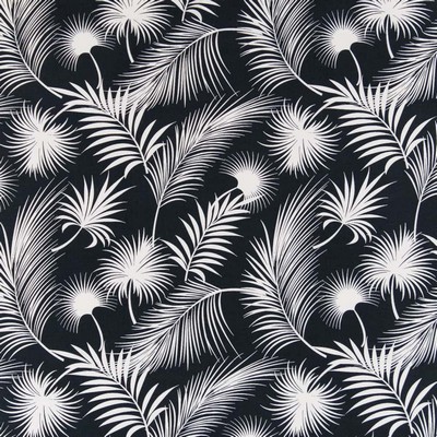 Charlotte Fabrics D2748 Obsidian Black Multipurpose Spun  Blend Fire Rated Fabric High Performance CA 117 NFPA 260 Tropical Leaves and Trees Floral Outdoor 
