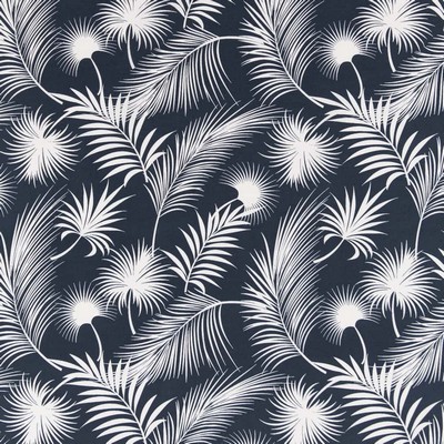 Charlotte Fabrics D2751 Navy Blue Multipurpose Spun  Blend Fire Rated Fabric High Performance CA 117 NFPA 260 Tropical Leaves and Trees Floral Outdoor 