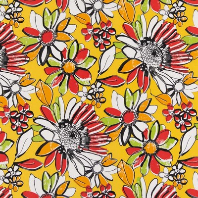 Charlotte Fabrics D2769 Canary Yellow Multipurpose Spun  Blend Fire Rated Fabric High Performance CA 117 NFPA 260 Modern Floral Floral Outdoor 