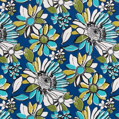 Charlotte Fabrics D2771 Lapis Blue Multipurpose Spun  Blend Fire Rated Fabric High Performance CA 117 NFPA 260 Modern Floral Floral Outdoor 