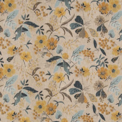 Charlotte Fabrics D2917 Peacock Blue Multipurpose Polyester Fire Rated Fabric Patterned Crypton High Performance CA 117 NFPA 260 Modern Floral 