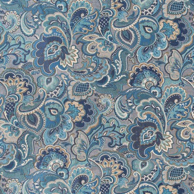 Charlotte Fabrics D3075 Sapphire Cityscapes II D3075 Blue Upholstery Rayon  Blend Fire Rated Fabric High Wear Commercial Upholstery CA 117  NFPA 260  Classic Paisley  Fabric