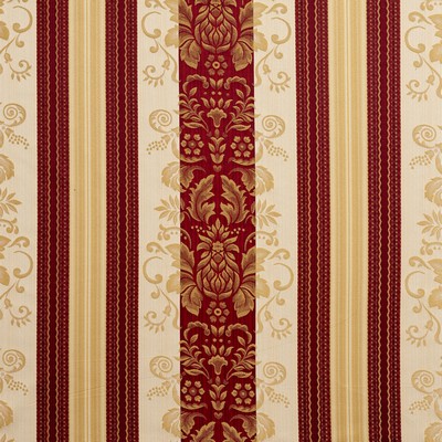 Charlotte Fabrics D317 Ruby Vintage Red Multipurpose Polyester  Blend Fire Rated Fabric Heavy Duty CA 117 Floral Stripe Damask Jacquard 