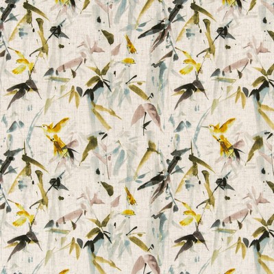 Charlotte Fabrics D3325 Goldenrod Linen Prints D3325 Gold Multipurpose Polyester  Blend Fire Rated Fabric High Wear Commercial Upholstery CA 117  NFPA 260  Tropical  Leaves and Trees  Fabric