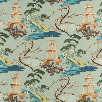 Charlotte Fabrics D3355 Seaspray Linen Prints D3355 Green Multipurpose Polyester  Blend Fire Rated Fabric High Wear Commercial Upholstery CA 117  NFPA 260  Miscellaneous Novelty French Country Toile  Fabric