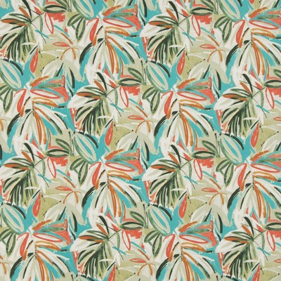 Charlotte Fabrics D945 Fiji Orange Multipurpose Acrylic  Blend Fire Rated Fabric Heavy Duty CA 117 NFPA 260 Tropical Leaves and Trees 