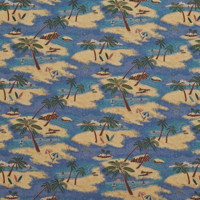 Charlotte Fabrics I9400-22 Blue Upholstery cotton  Blend Fire Rated Fabric Heavy Duty CA 117 Beach Classic Tropical 