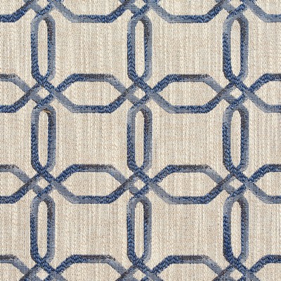 Charlotte Fabrics R140 Cobalt Blue Upholstery Woven  Blend Fire Rated Fabric Geometric High Performance CA 117 Lattice and Fretwork Woven 