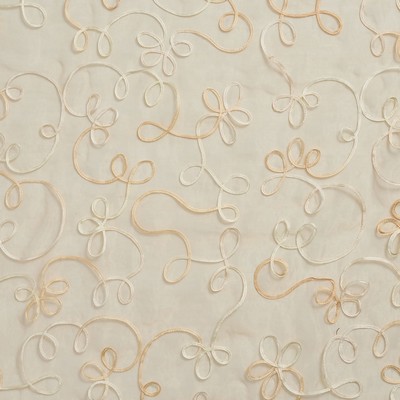 Charlotte Fabrics SH47 Champagne Beige Drapery Polyester Fire Rated Fabric CA 117 NFPA 260 Circles and Swirls Sheer Extra Wide Sheer 