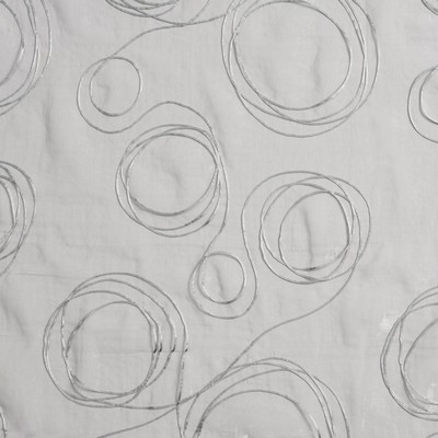 Charlotte Fabrics SH64 Platinum Silver Drapery Polyester Fire Rated Fabric CA 117 NFPA 260 Geometric Extra Wide Sheer Circles and Swirls Sheer 