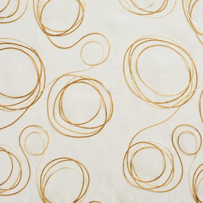 Charlotte Fabrics SH74 Caramel Beige Drapery Polyester Fire Rated Fabric CA 117 NFPA 260 Geometric Extra Wide Sheer Circles and Swirls Sheer 