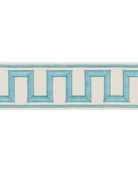 Greek Key Embroidered Tape Aqua by  Schumacher Trim 