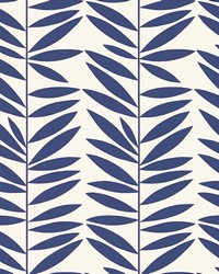 Leaf Stripe Marine by  Schumacher Wallpaper 