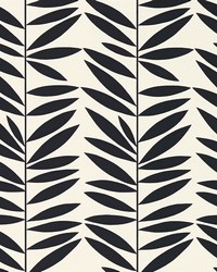 Leaf Stripe Ebony by  Schumacher Wallpaper 