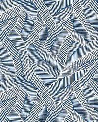 Abstract Leaf Navy by  Schumacher Wallpaper 