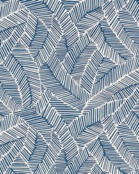 Abstract Leaf Navy by  Schumacher Wallpaper 