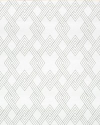 Hix Embroidered Paperweave Grey by  Schumacher Wallpaper 