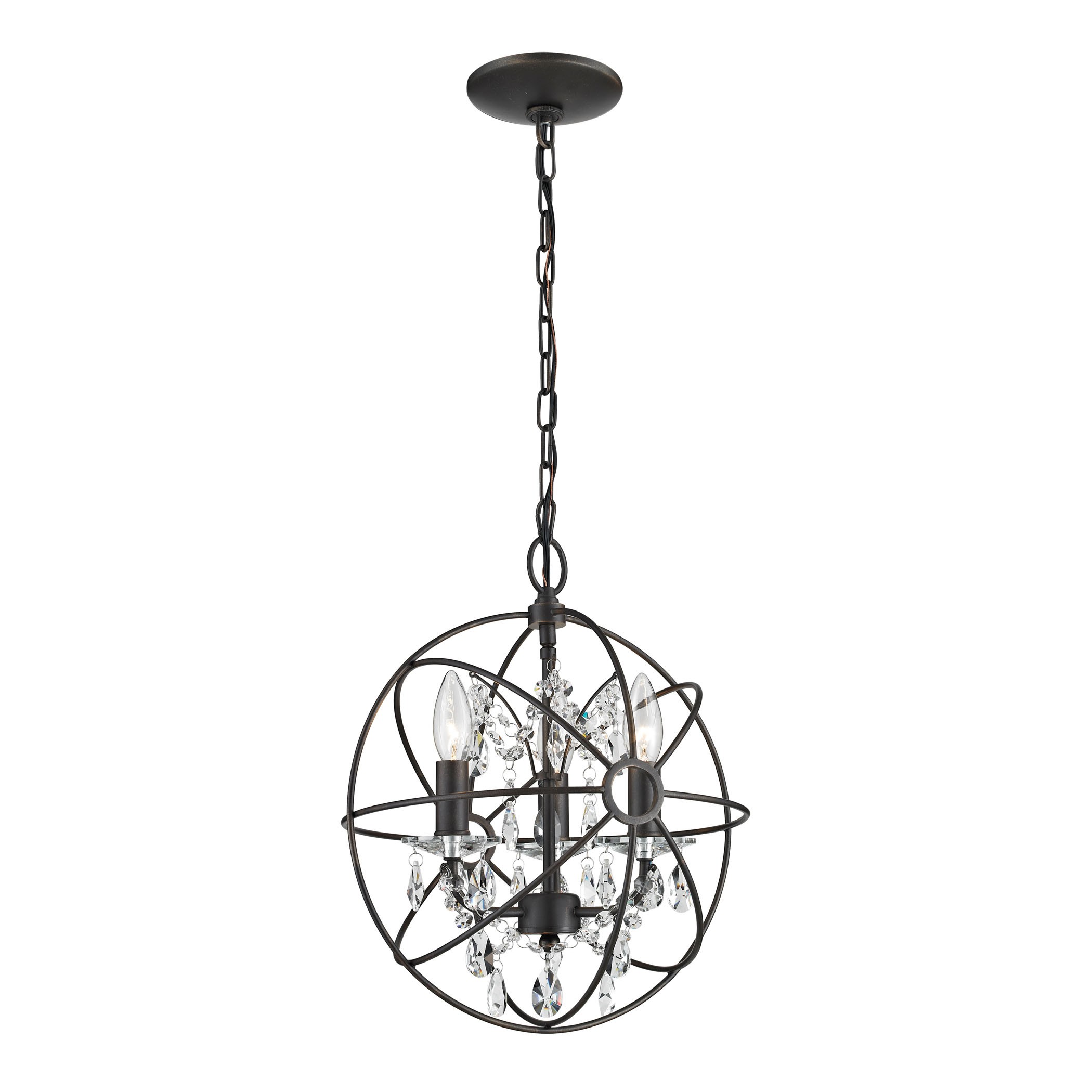 Restoration 3 Light Globe With Crystal Pendant Lamps