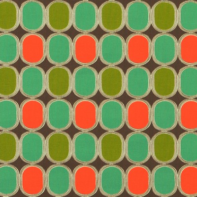 Banks 107 Vintage Green COTTON Fire Rated Fabric Circles and Swirls  Fabric