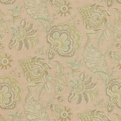 BEETHOVEN 704 DUSTY ROSE Pink Multipurpose LINEN  Blend Fire Rated Fabric Jacobean Floral  Floral Linen   Fabric