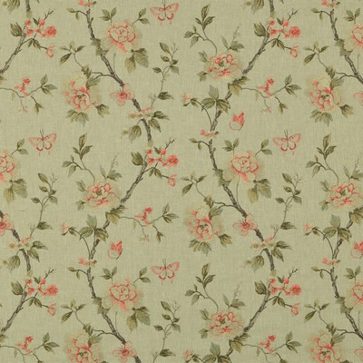 Beverley 361 Woodrose Pink POLYESTER  Blend Fire Rated Fabric Crewel and Embroidered  Traditional Floral   Fabric