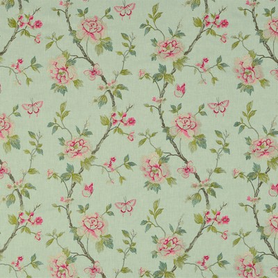 Beverley 787 Begonia Pink Pink POLYESTER  Blend Fire Rated Fabric Crewel and Embroidered  Scrolling Vines  Traditional Floral   Fabric