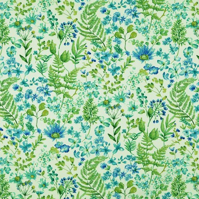 Botanica 548 Isle Waters Blue COTTON  Blend Fire Rated Fabric Tropical  Leaves and Trees   Fabric