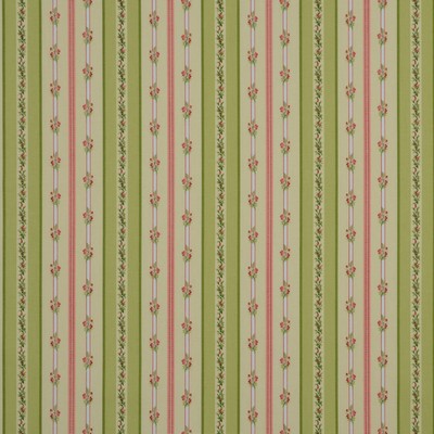 Brodie 187 Nectar Green COTTON Fire Rated Fabric Floral Stripe  Traditional Floral   Fabric