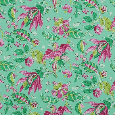 Chiara 219 Turquoise Blue LINEN Fire Rated Fabric Floral Flame Retardant  Modern Floral  Fabric