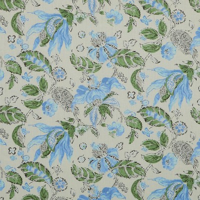 Chiara 526 Robins Egg LINEN Fire Rated Fabric Floral Flame Retardant  Modern Floral  Fabric