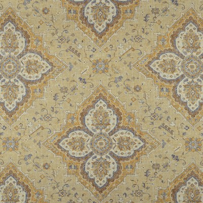 Cyrus 820 Empire Gold Gold LINEN  Blend Fire Rated Fabric Damask Medallion  Floral Linen   Fabric