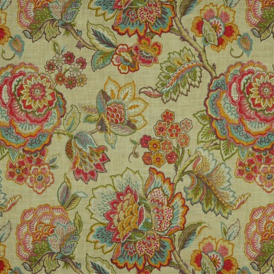 Egremont 382 Summer LINEN  Blend Fire Rated Fabric Jacobean Floral   Fabric