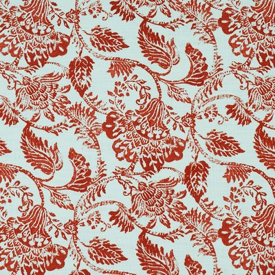 Florence 328 Paprika COTTON  Blend Fire Rated Fabric Jacobean Floral   Fabric