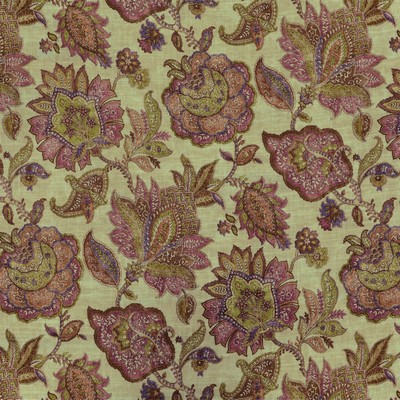 Foligno 425 Amethyst Purple LINEN  Blend Fire Rated Fabric Floral Flame Retardant  Jacobean Floral  Floral Linen   Fabric