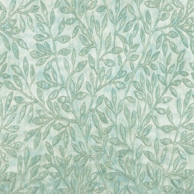 FORTUNY 592 SPA Blue POLYESTER  Blend Fire Rated Fabric Leaves and Trees   Fabric