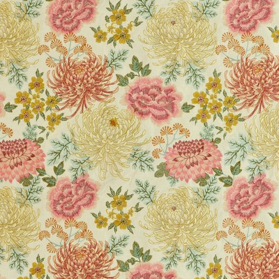 JACINDA 70  BLOSSOM Beige VISCOSE26%POLY24%  Blend Fire Rated Fabric Crewel and Embroidered  Large Print Floral  Floral Embroidery  Fabric