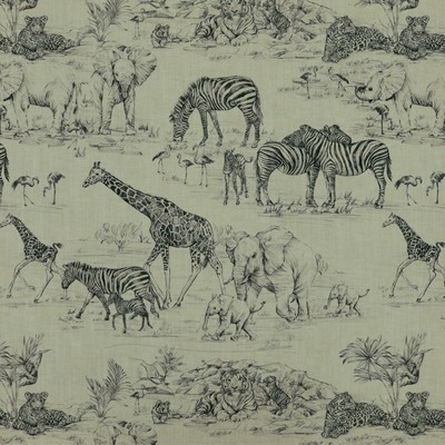 Jungle Love 9 Graphite Black POLYESTER  Blend Fire Rated Fabric African  Jungle Safari  Heavy Duty  Fabric