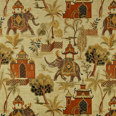 Kumar 316 Terracotta LINEN  Blend Fire Rated Fabric Jungle Safari  Oriental   Fabric
