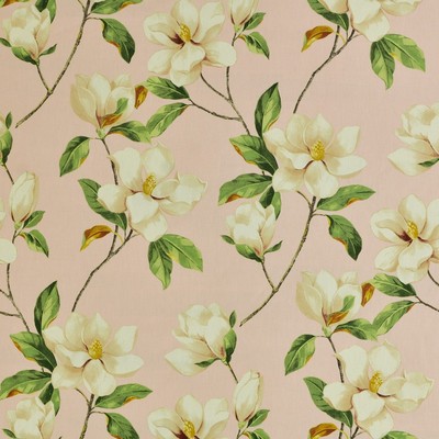 MAGNOLIA 73  PETAL Pink COTTON Fire Rated Fabric Scrolling Vines  Large Print Floral  Traditional Floral   Fabric