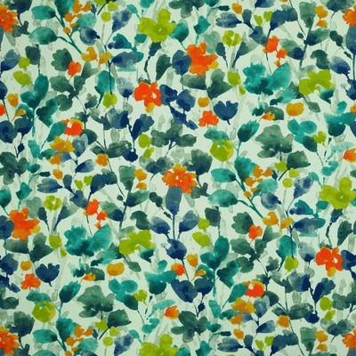 Marnie 507 Aquarius Blue COTTON Fire Rated Fabric Floral Flame Retardant  Abstract Floral   Fabric