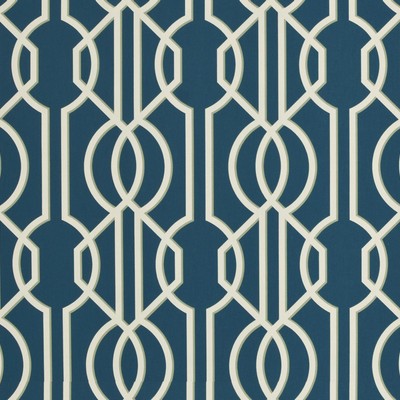 Magnolia Home Fashions MG-DECO NAVY MG-DECO-NAVY Blue COTTON COTTON Fire Rated Fabric Lattice and Fretwork  Fabric
