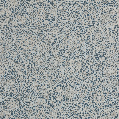 Magnolia Home Fashions MG-STELLA NAVY MG-STELL-NAVY Blue COTTON COTTON Fire Rated Fabric Classic Paisley  Fabric