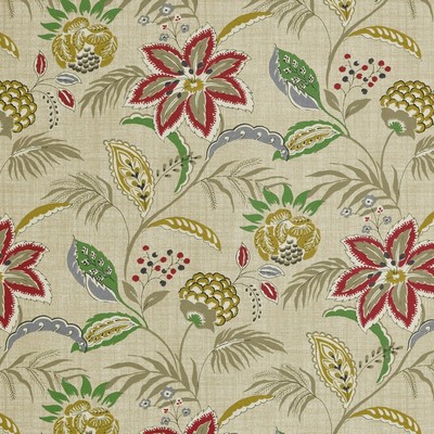 Magnolia Home Fashions MG-TRADEWINDS TROPIC MG-TRADE-TROPIC Multi COTTON COTTON Fire Rated Fabric Jacobean Floral  Large Print Floral  Vine and Flower  Fabric