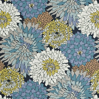 Magnolia Home Fashions MG-VINCENT PROVENCE MG-VINCE-PROVEN Blue COTTON COTTON Fire Rated Fabric Modern Floral Large Print Floral  Fabric