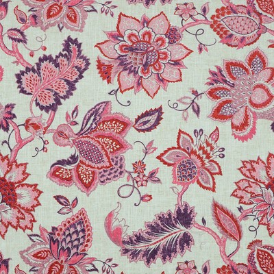 Nobility 45 Scarlet Bloom Red POLY  Blend Fire Rated Fabric Heavy Duty Floral Flame Retardant  Jacobean Floral   Fabric