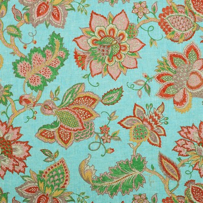 Nobility 592 Spa POLY  Blend Fire Rated Fabric Heavy Duty Floral Flame Retardant  Jacobean Floral   Fabric