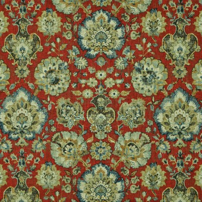 Nottingham 303 Carnelian Red 45%VISCOSE Fire Rated Fabric Jacobean Floral  Floral Linen   Fabric