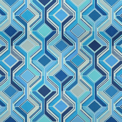 Selby 54 Sapphire Blue COTTON Fire Rated Fabric Geometric  Heavy Duty Fire Retardant Print and Textured  Fabric